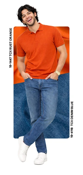 Rust Orange + Denim Blue M