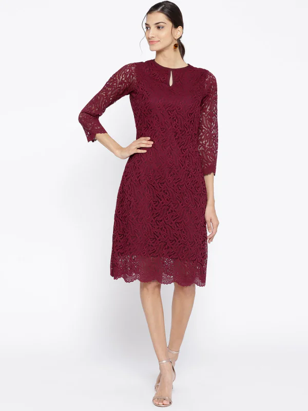 Buy - Women's Red Formal Self-design Regular Fit Dress online - Zilo - 60 Mins Delivery & Free In-Home Trials Buy - Women's Red Formal Self-design Regular Fit Dress online - Zilo - 60 Mins Delivery & Free In-Home Trials