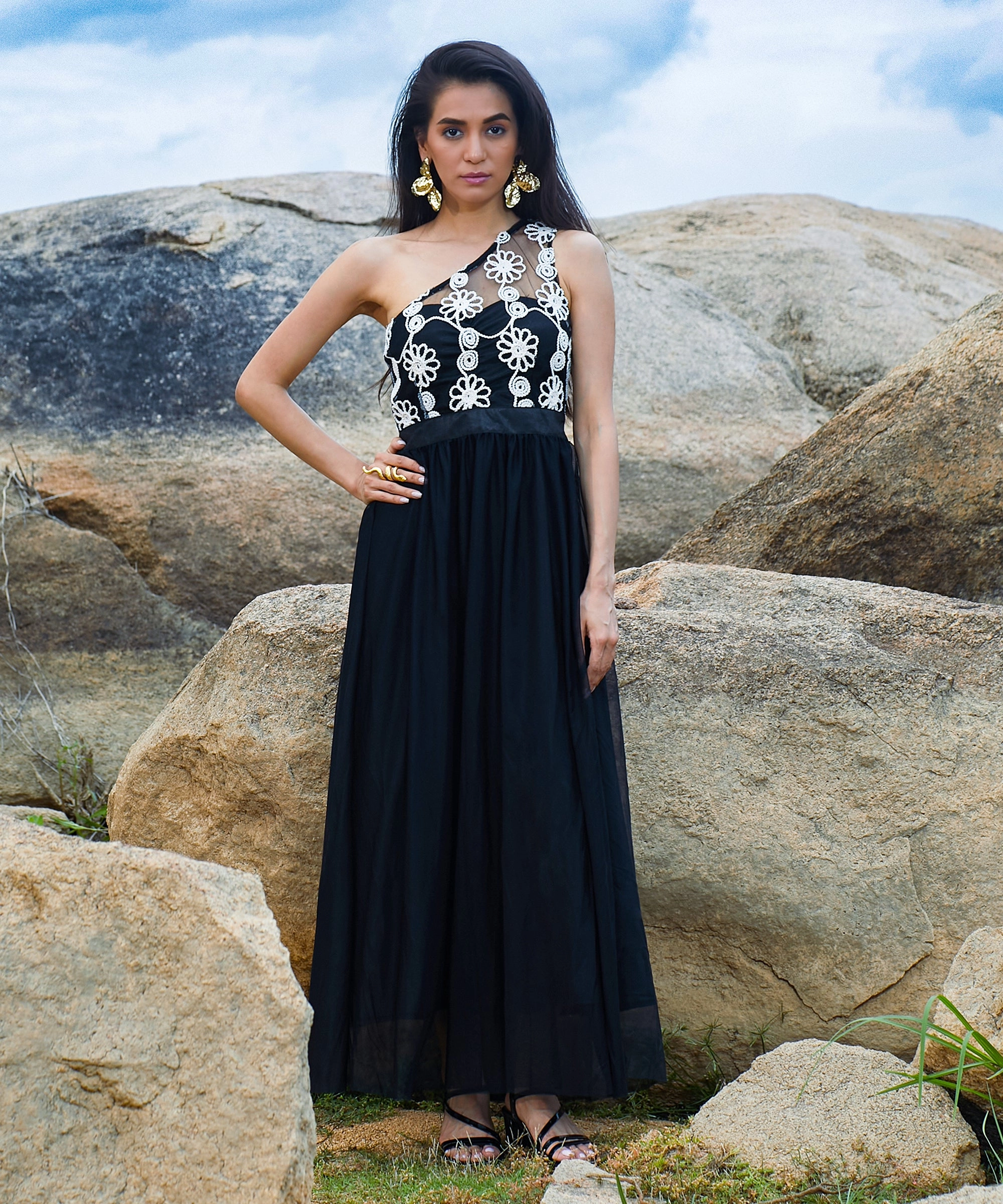 Women's Midnight Black Blossom Maxi Dress - Zilo