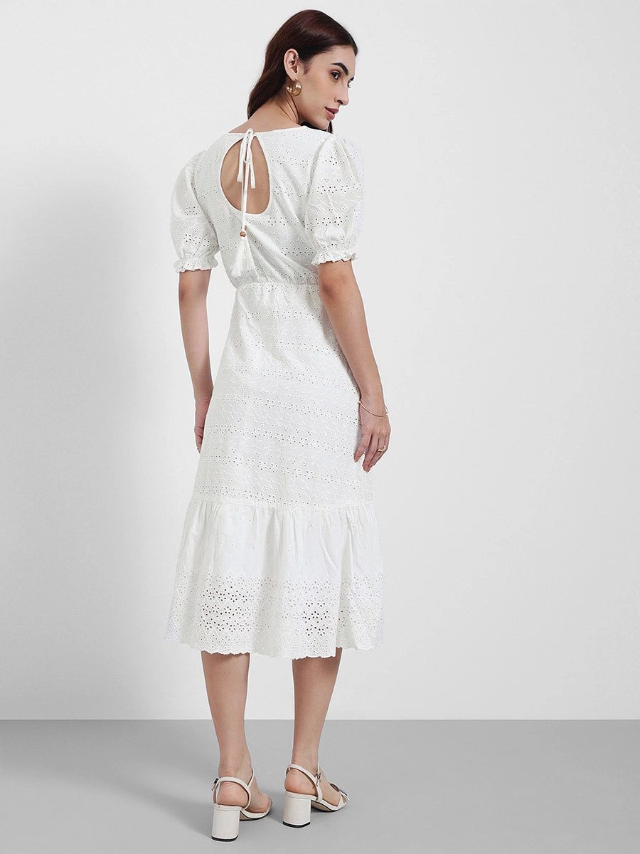 knee length dresses for ladies Kim's Ruched V-Neck Half Sleeve Midi Dress main image 1
