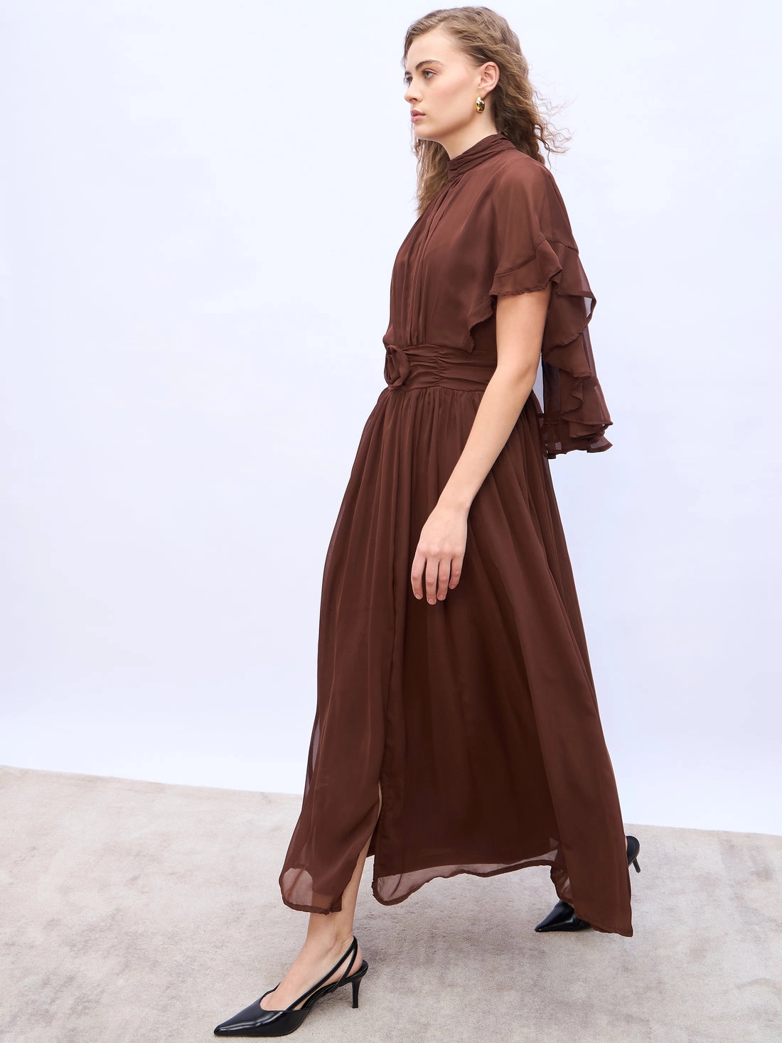 chinese dress ladies Asymmetric One-Shoulder Flowy Maxi Dress Golden_Sand / Xs main image 1