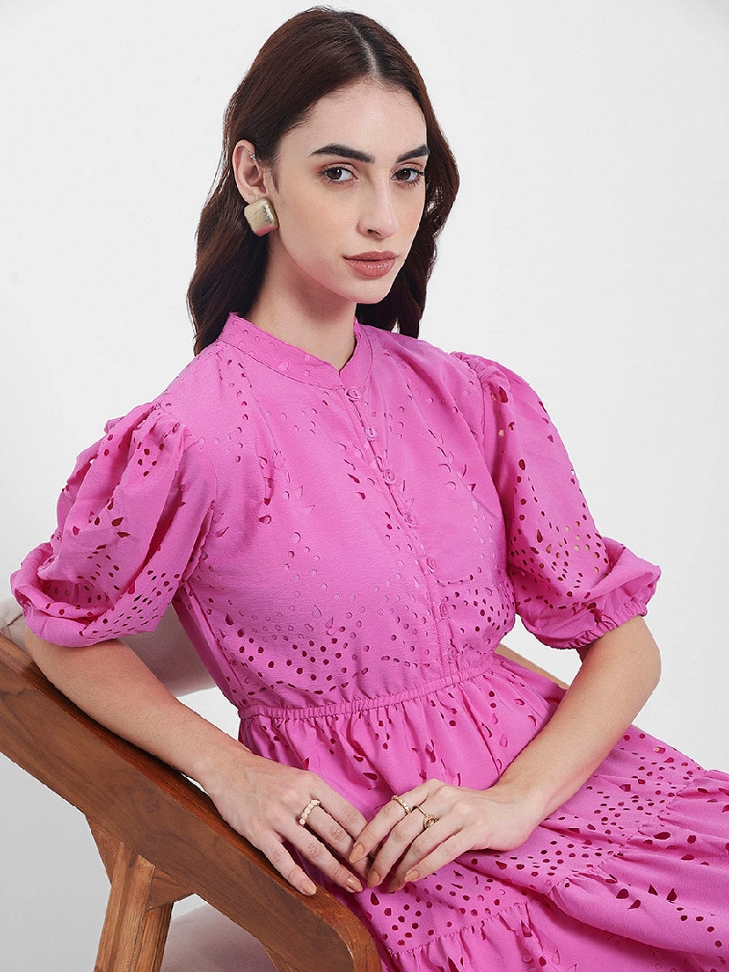 Line Dress Pink Casual Dresses For Women Chic Pink Strapless Lantern Sleeve  A-Line Pink Prom