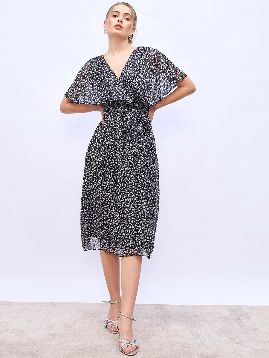 white christmas dresses Modern Citizen Women's Noa Organic Cotton T-Shirt Wrap Dress - Black main image 0