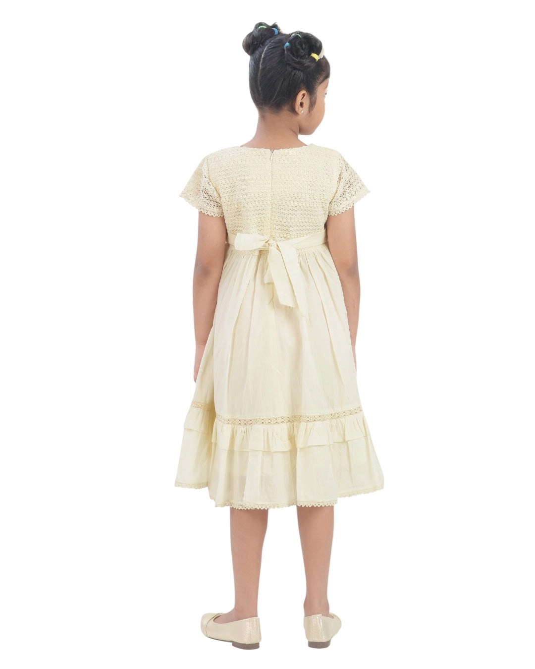 Buy - Girls Beige Casual Round Neck Below Knee Solid Half Sleeves Dress  online - Zilo - 60 Mins Delivery