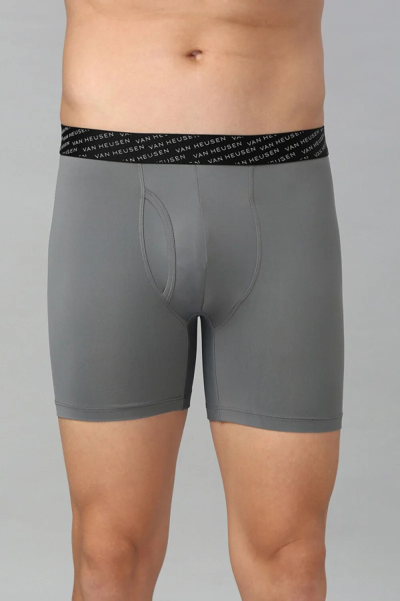 Men's Grey Solid Quite Shade Flexi Stretch Tactel Boxer Brief - Pack of 1 by Van Heusen Innerwear