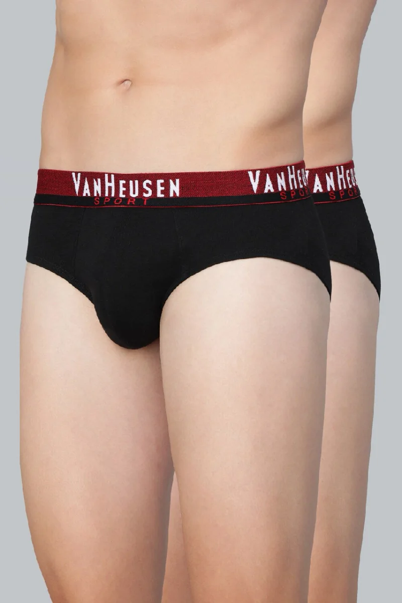 Men's Multicolor Sport Regular Fit Plush Back Elasticized Waistband Ultra Soft Solid Briefs - Pack of 2