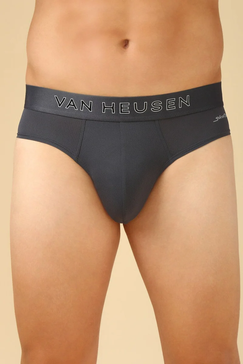 Men's Ebony Solid Swift Dry And High Stretch Mesh Brief - Pack of 1
