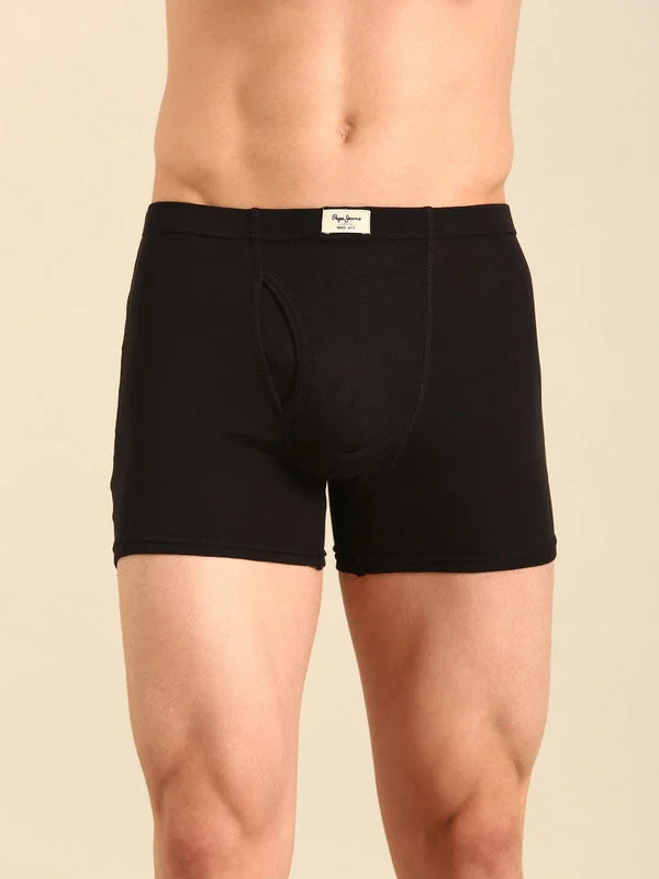Men's Black Cotton Regular Fit Trunk by Pepe Jeans Innerfashion