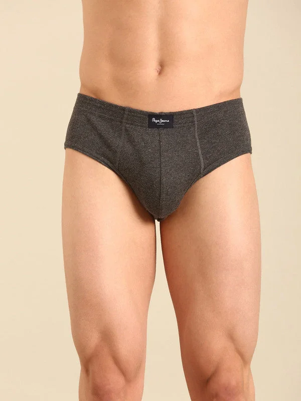 Men's Grey Cotton Regular Fit Briefs