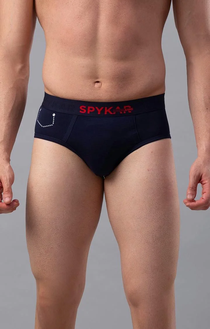 Men's Navy Mid-Rise Solid Brief