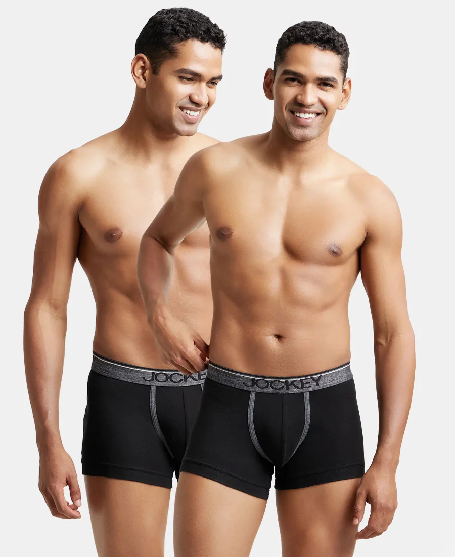 Men's Black Pure Cotton Trunks - Pack of 2 by Jockey