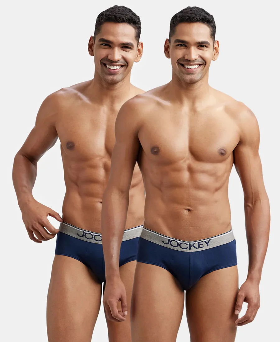 Men's Navy Pure Cotton Briefs - Pack of 2 by Jockey