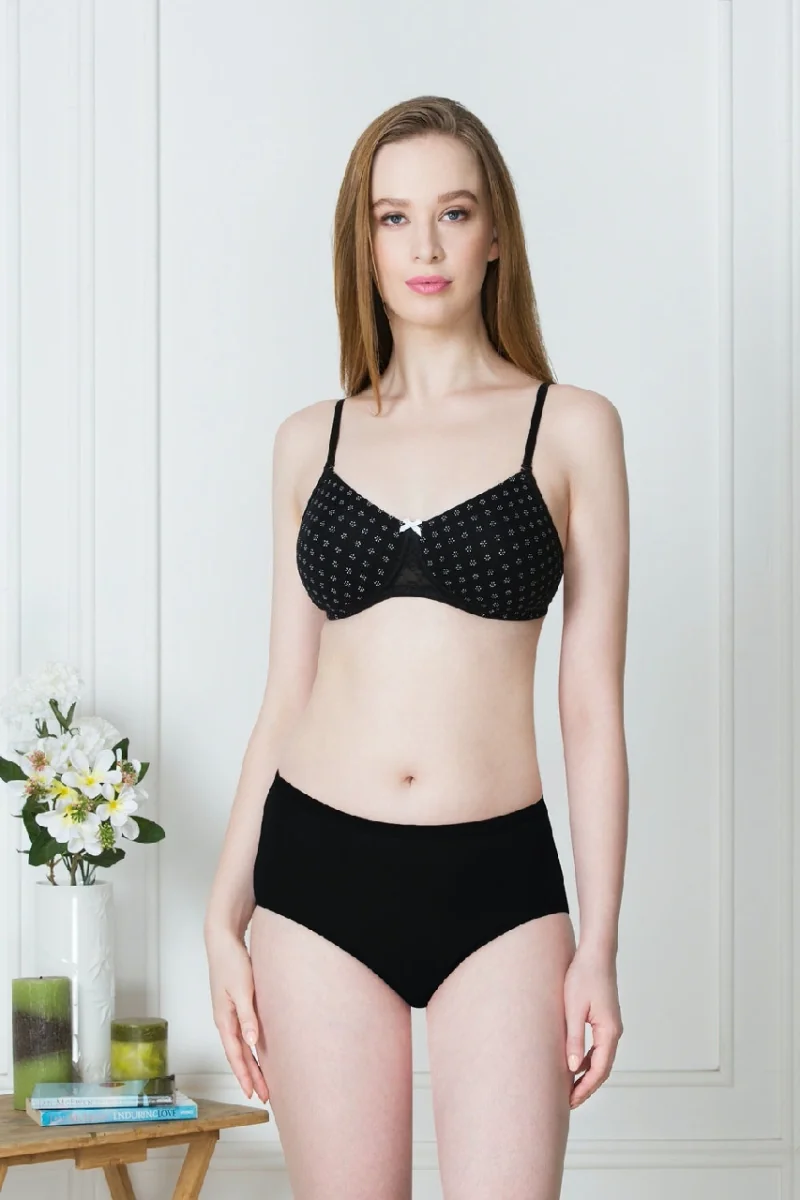 Women's Black Solid Hook Bra