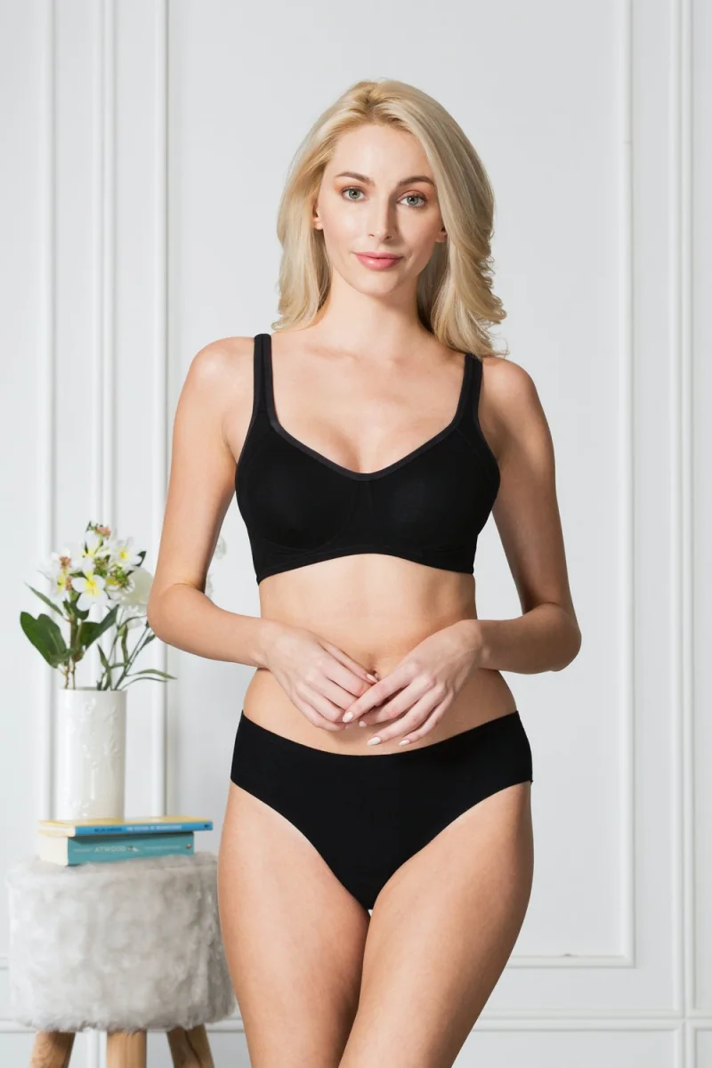 Women's Black Solid Hook Bra
