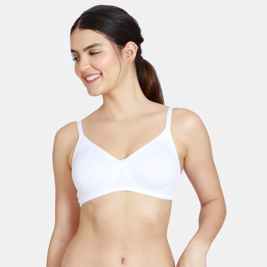 Women's White Basics Double Layered Non Wired 3/4th Coverage Sag Lift Bra