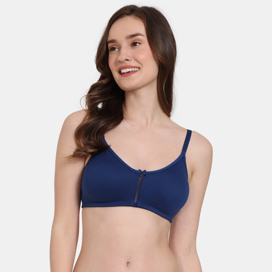 Women's Blue Double Layered Non Wired 3/4th Coverage Bra