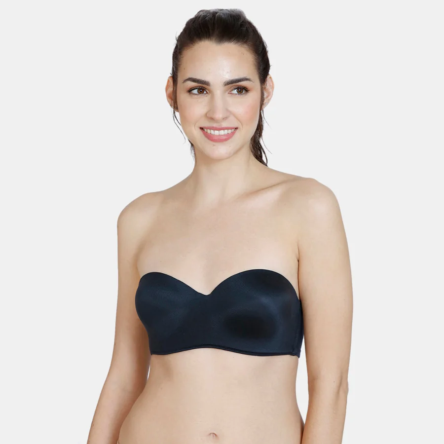 Women's Black At Work Padded Wired 3/4Th Coverage Strapless Bra
