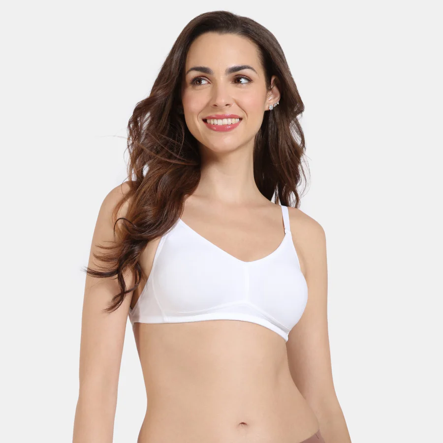 Women's White Beautiful Basics Double Layered Non Wired Full Coverage Backless Bra