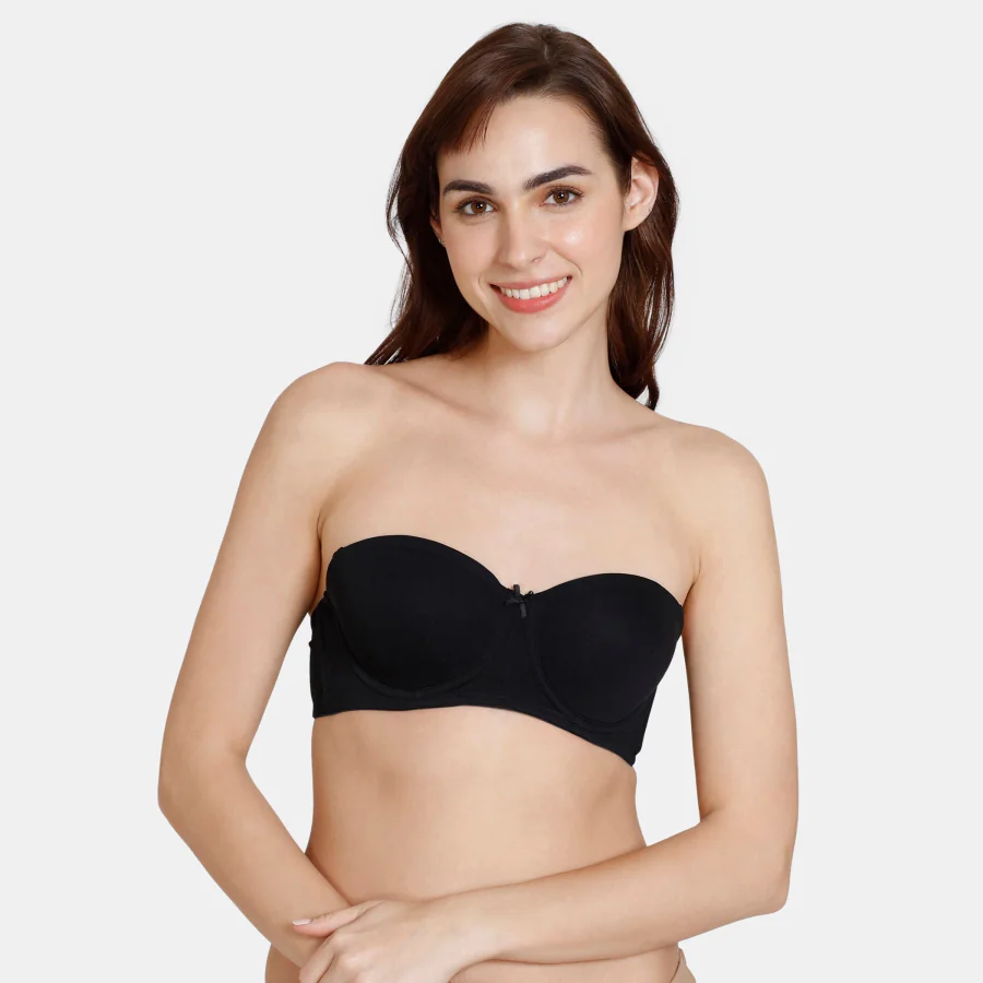 Women's Black Beautiful Basics Padded Wired Medium Coverage Strapless Bra