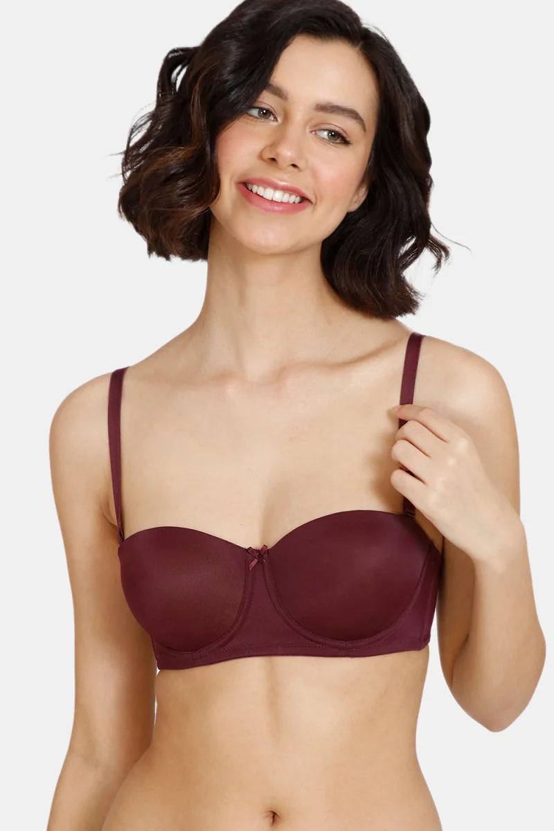 Women's Purple Beautiful Basics Padded Wired 3/4th Coverage Strapless Bra