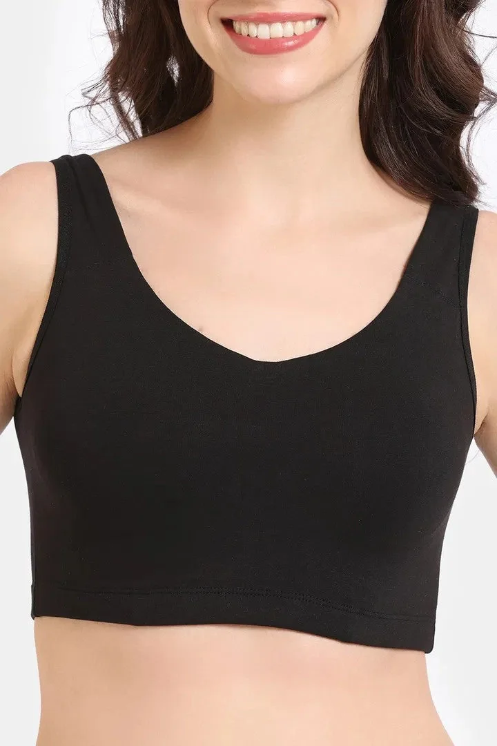 Women's Black Double Layered Non Wired Full Coverage Bralette