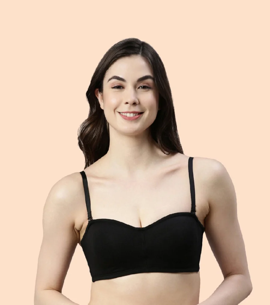 Women's Black Party Solid Bra by Enamor