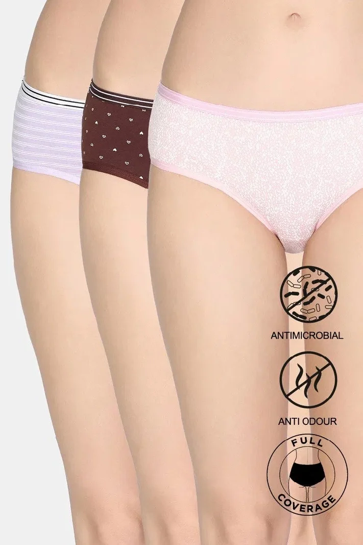 Women's Multicolor Low Rise Full Coverage Hipster Panty - Set of 3