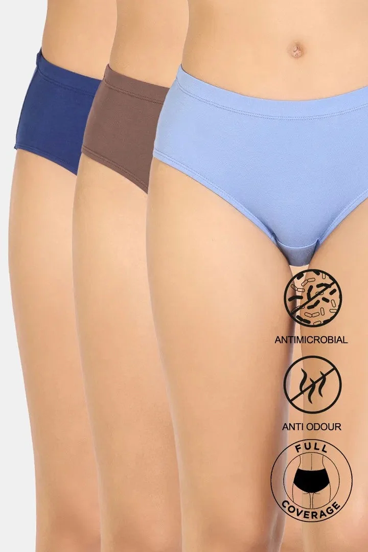 Women's Multicolor Full Coverage Mid Rise Hipster Panty - Set of 3