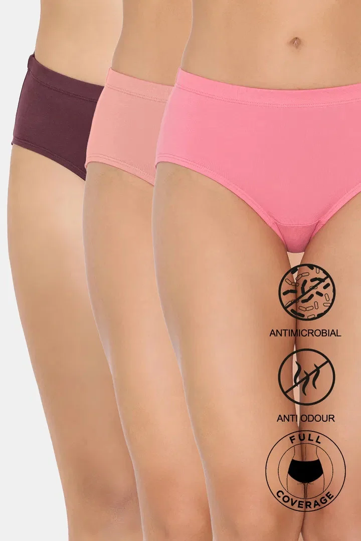 Women's Multicolor Mid Rise Full Coverage Hipster Panty - Set of 3