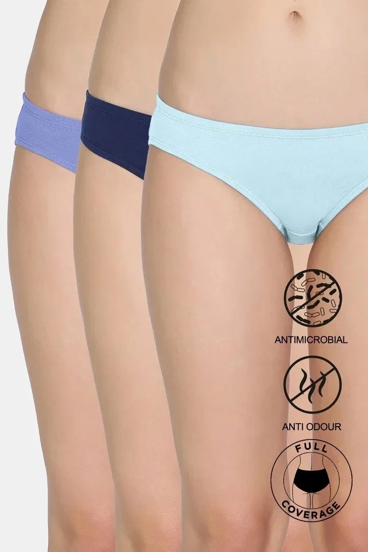 Women's Multicolor Low Rise Full Coverage Bikini Panty - Set of 3