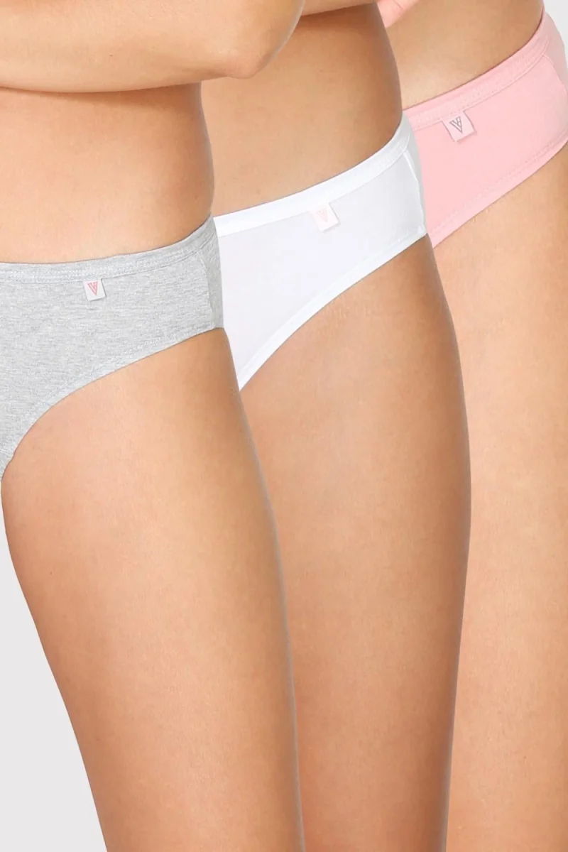Women's Light Assorted Super Combed Cotton Moderate Coverage Bikini Panty - Pack of 3