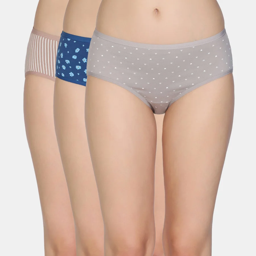 Women's Multicolor Medium Rise Full Coverage Hipster Panty - Set of 3