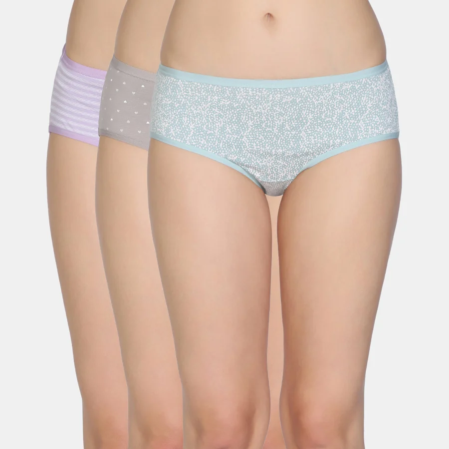 Women's Multicolor Medium Rise Full Coverage Hipster Panty - Set of 3