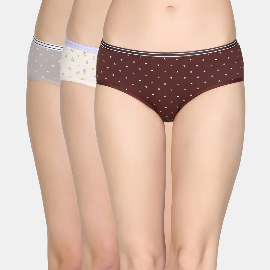 Women's Multicolor Low Rise Full Coverage Hipster Panty - Set of 3