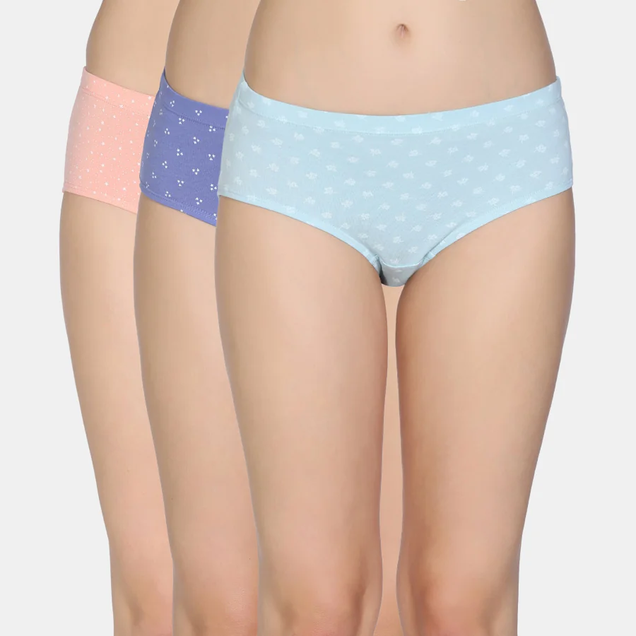 Women's Multicolor Medium Rise Full Coverage Hipster Panty - Set of 3