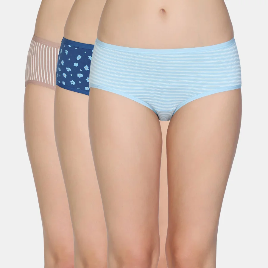 Women's Multicolor Medium Rise Full Coverage Hipster Panty - Set of 3