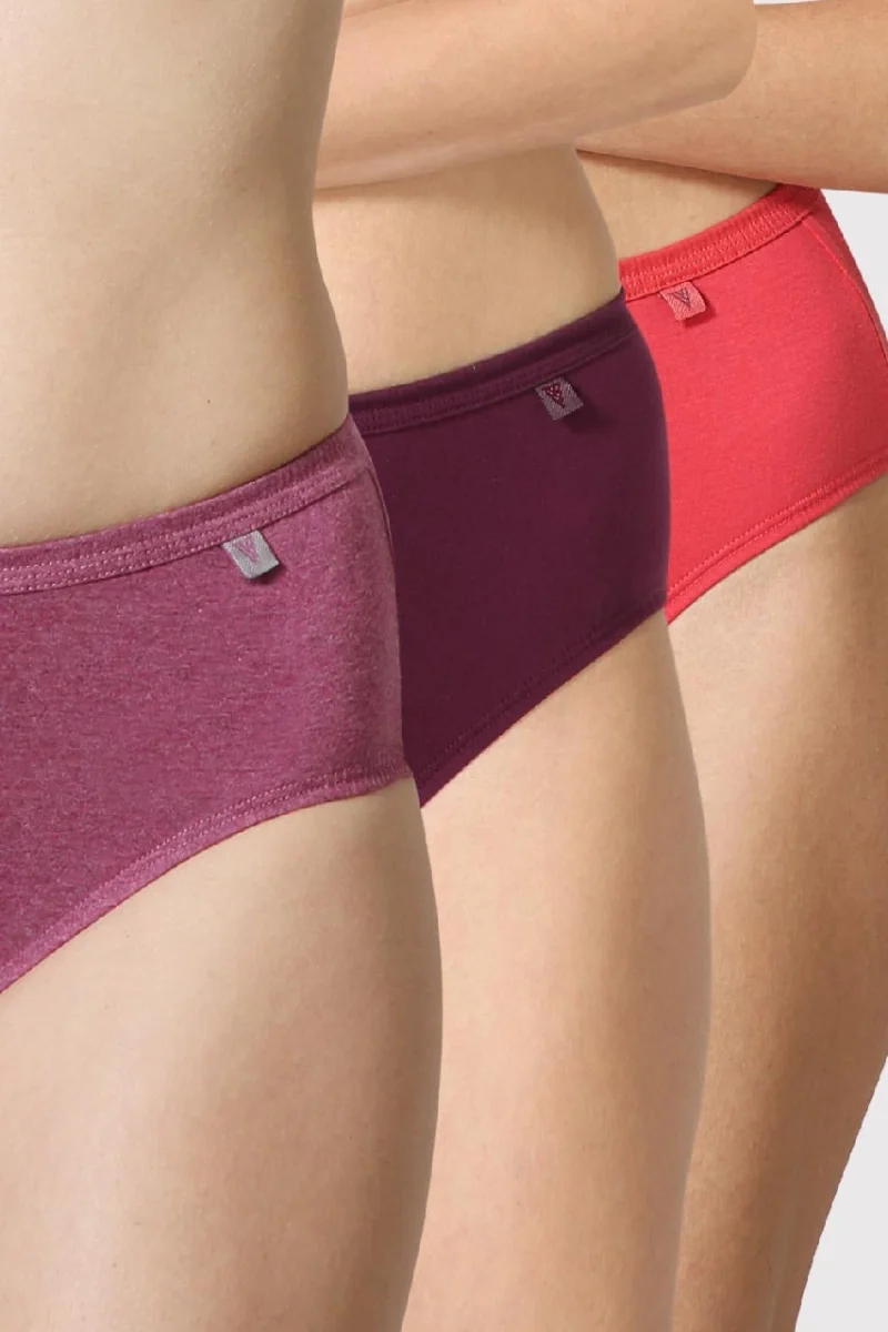 Women's Assorted Solid Elasticated Mid Rise Panty - Pack of 3