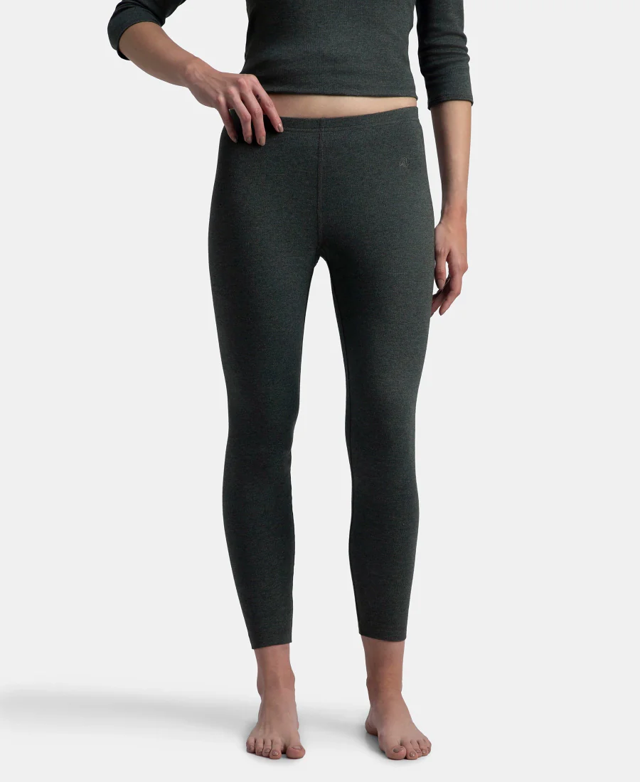 Women's Grey Casual Solid Regular Fit Thermal Pant