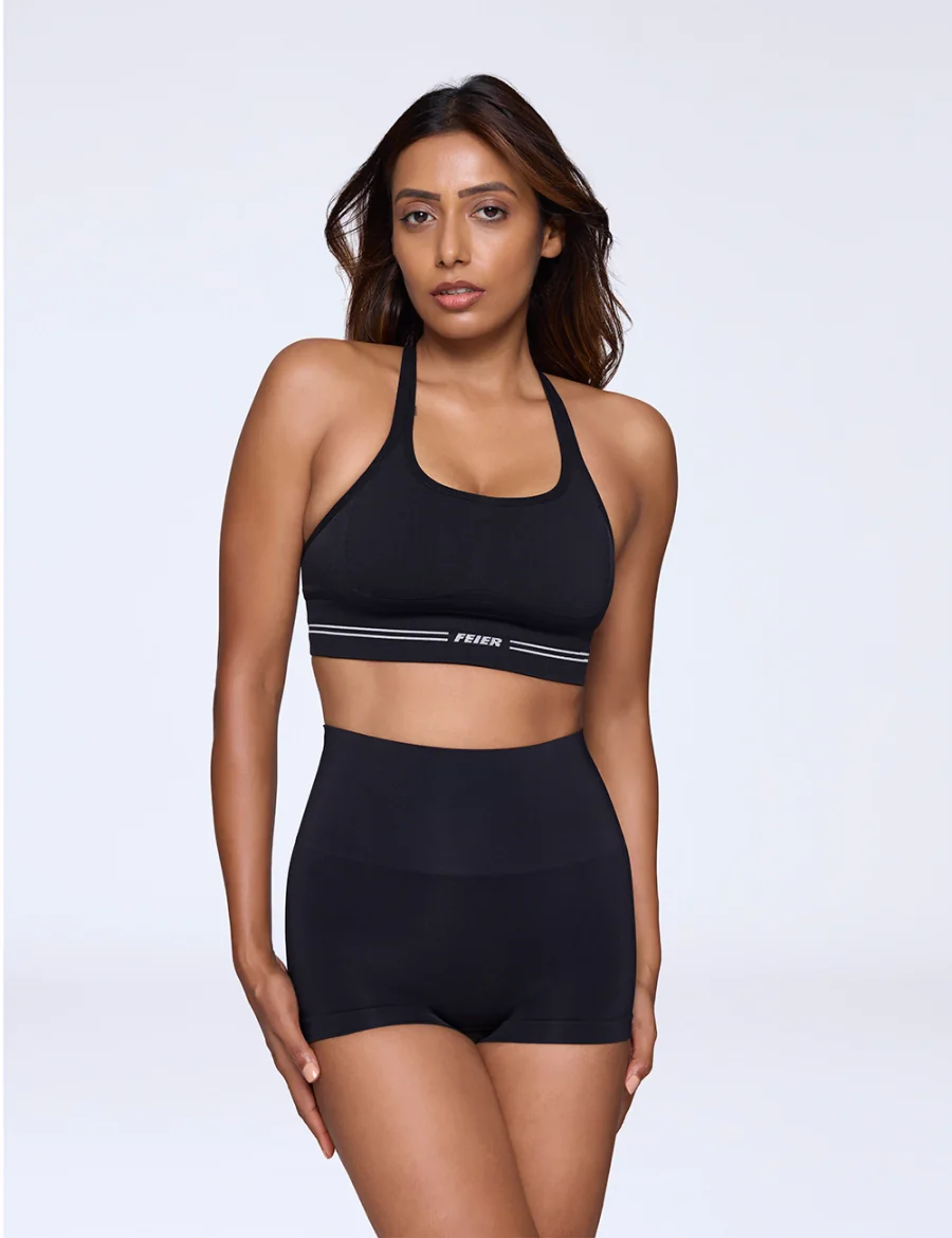 Women's Black Sport Solid High Rise Panties