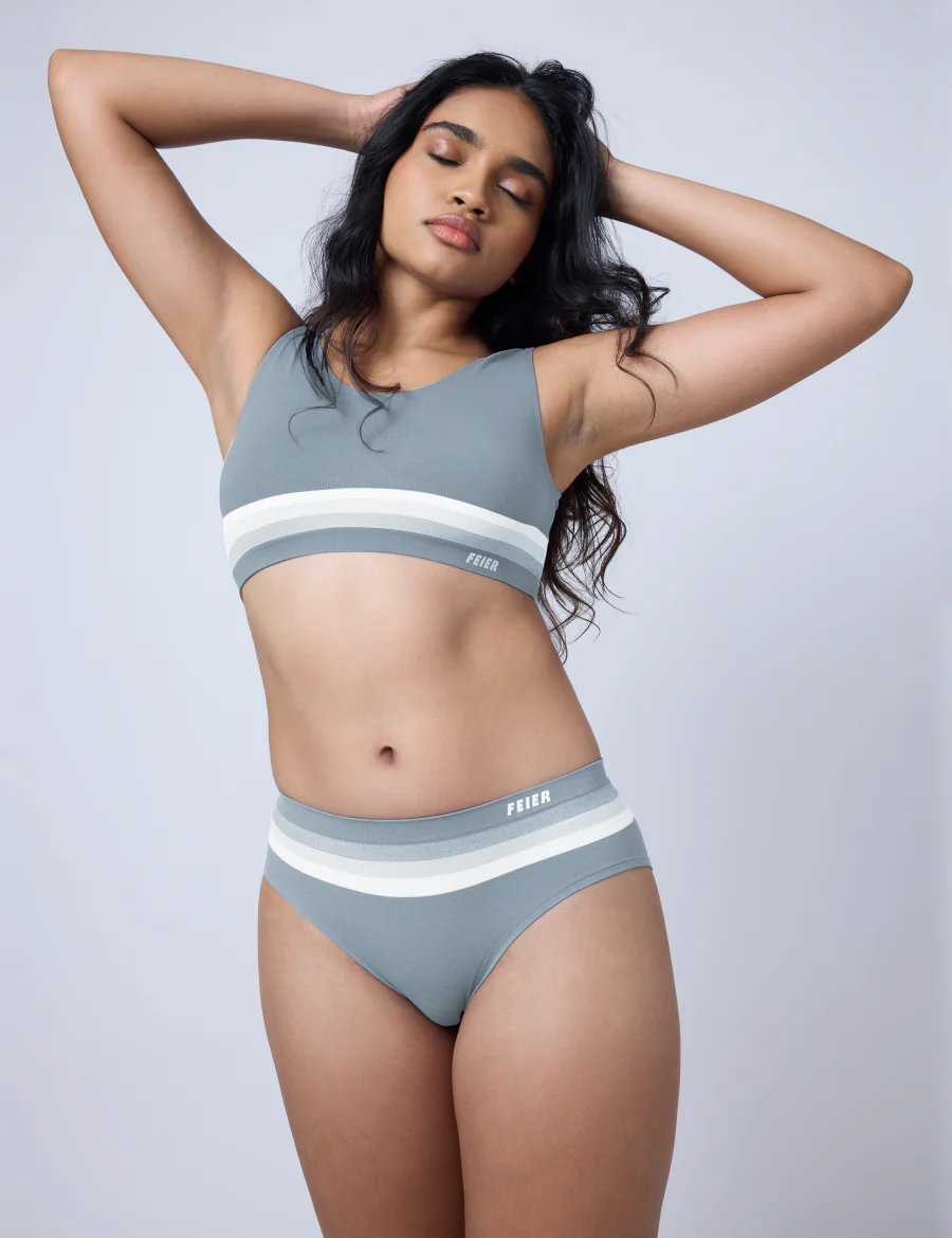 Women's Grey Sport Striped Panties