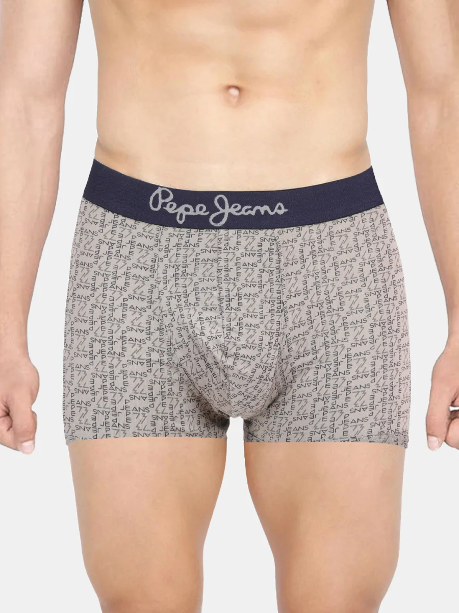 Men's Grey Alloy All Over Printed Essential Wear Mid Rise Trunk by Pepe Jeans Innerfashion
