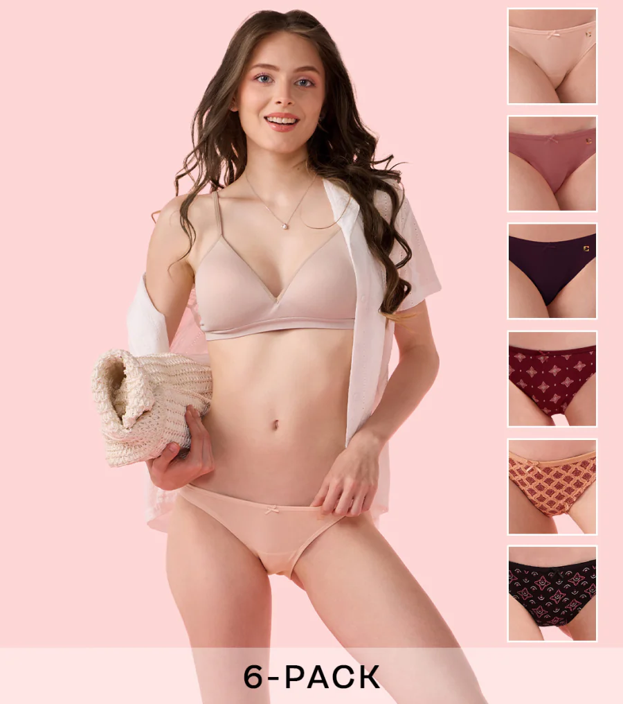 Women's Multicolor Naturally Breathable Cotton Low Rise Panty