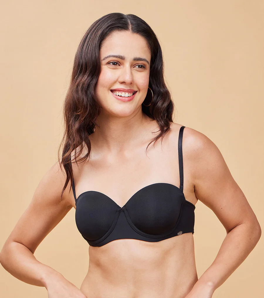 Women's Black Padded Wired High-Coverage Multiway Bra