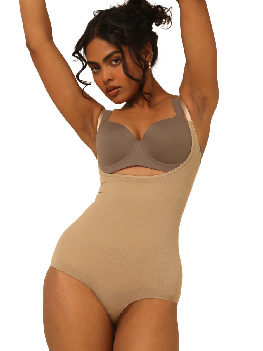 Women's Beige Solid  Pull On Shapewear