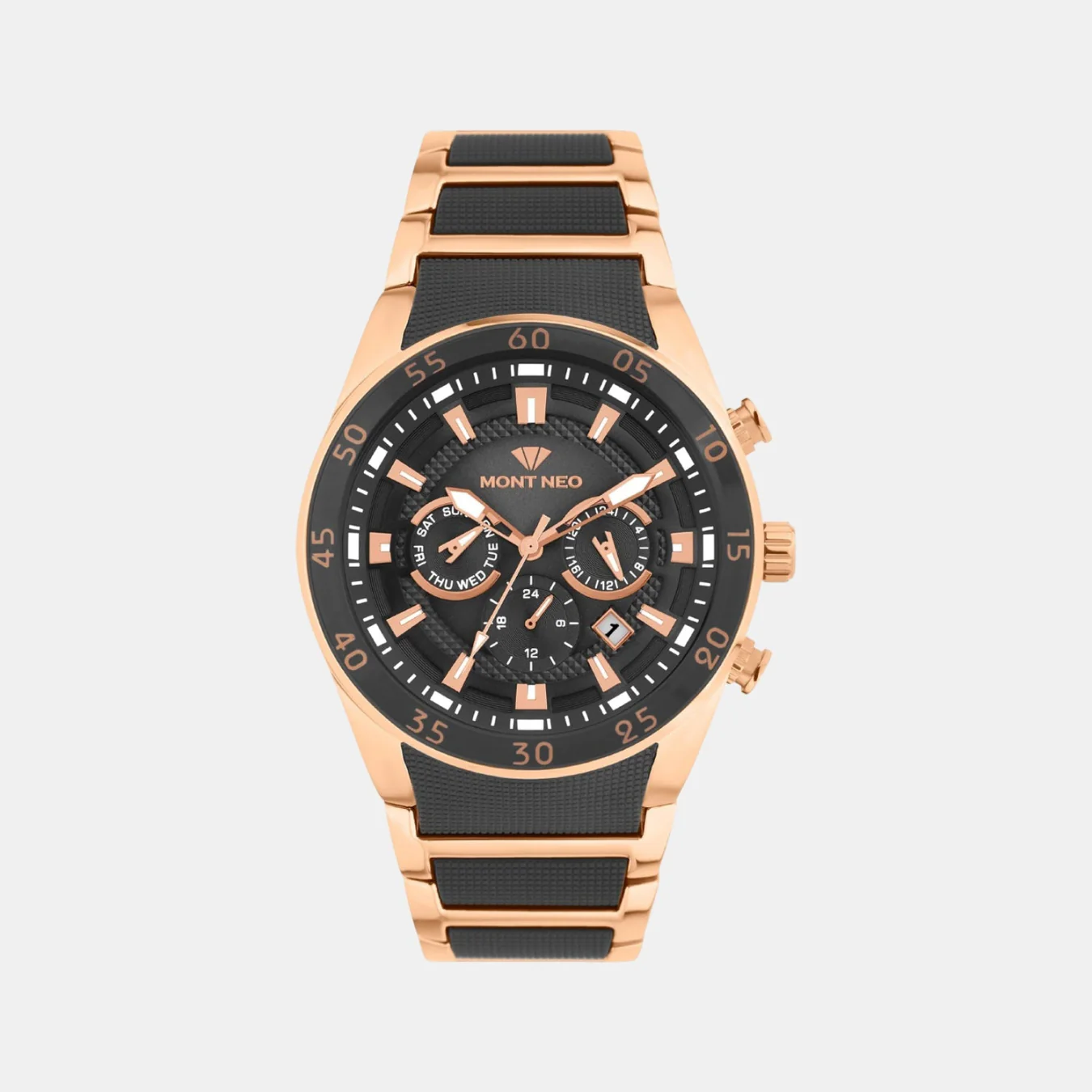 Buy - Men's Quartz Black Dial Multi-function Metal Watch 1062m
