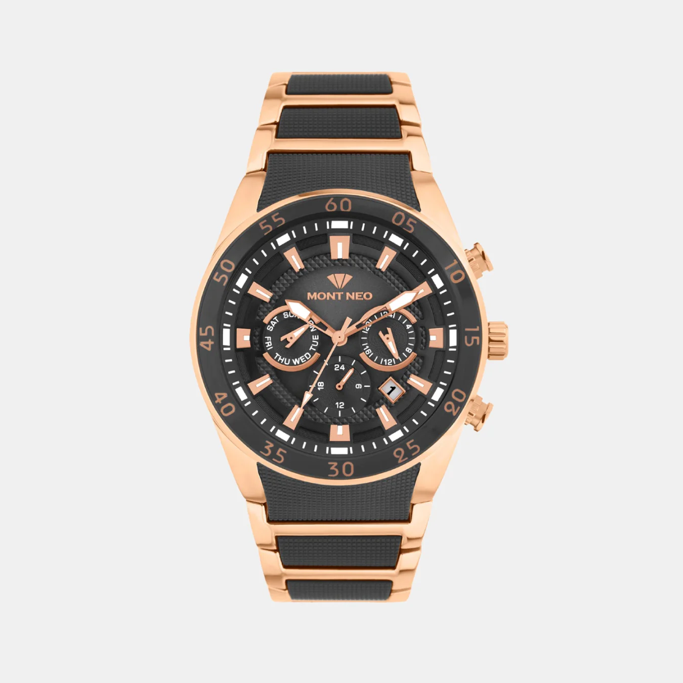 Buy - Men's Quartz Black Dial Multi-function Metal Watch 1062m