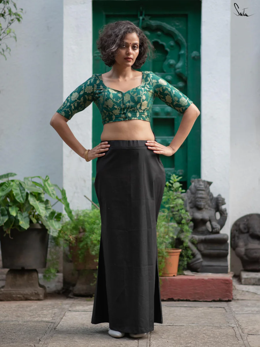 Women's Black Cotton Lycra Underskirt