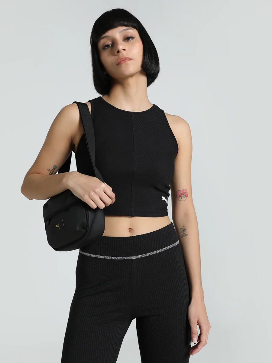 Women's Black Sleeveless Sports Bra