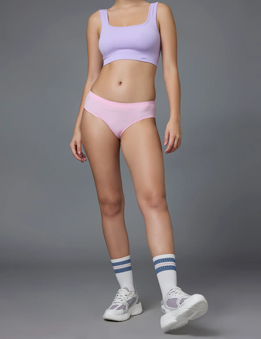 Women's Pink Solid Sports Hipster