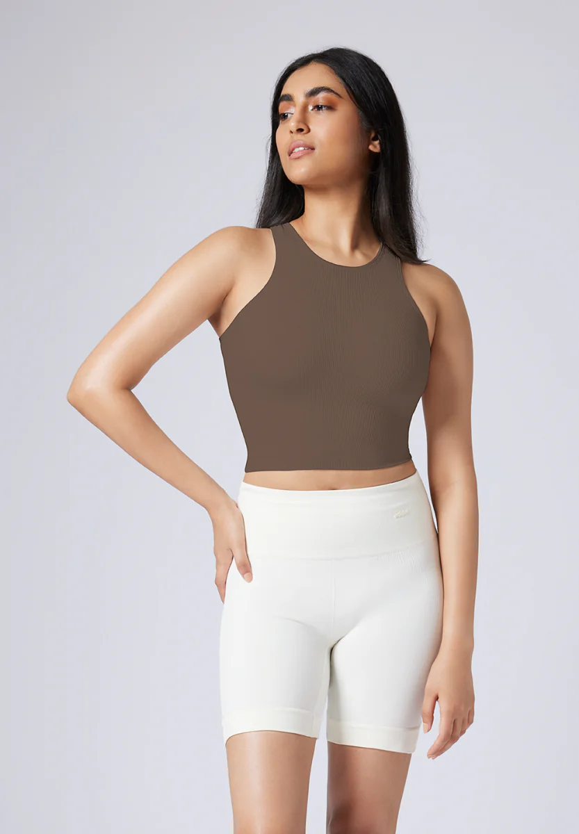 Women's Brown Solid Sports Bra